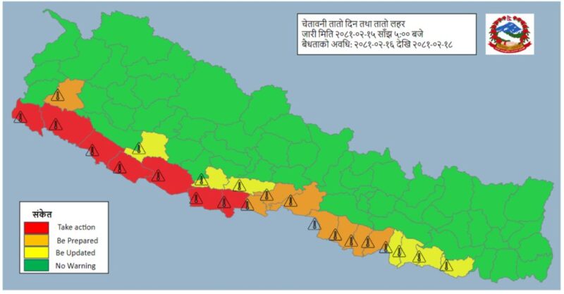 तराईमा आगामी ३ दिनसम्म तातो हावाको लहर चल्ने, सचेतना अपनाउन अनुरोध