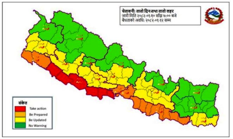 भोलीसम्म मध्य र पश्चिम तराईमा अत्यधिक गर्मीको चेतावनी, लुम्बिनीमा तातो हावाको लहर