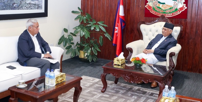 भारतीय राजदूतले भेटे प्रधानमन्त्री, आतंकवादीविरुद्धको समर्थनका लागी दिए धन्यवाद