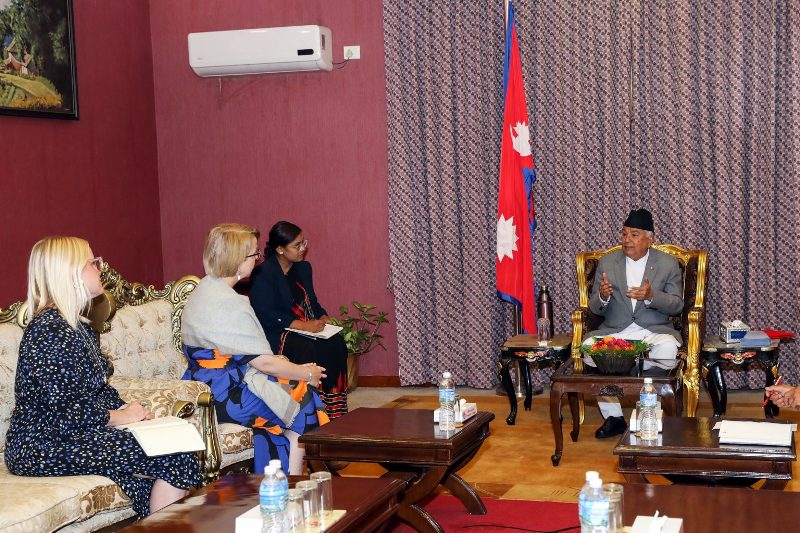 राष्ट्रपतिसमक्ष फिनल्याण्डका राजदूत हेइकाको बिदाइ भेट