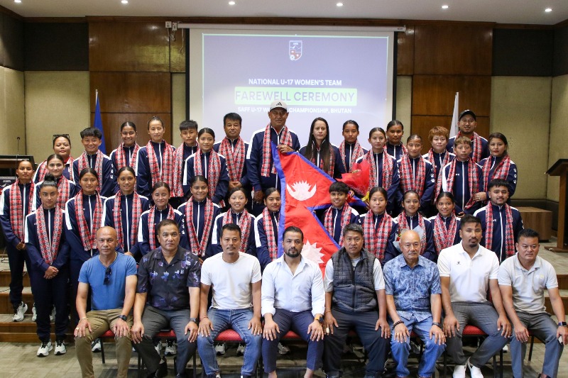 साफ यू–१७ महिला च्याम्पियनसिप खेल्न जाने नेपाली टोलीको बिदाइ (तस्बिरहरू)