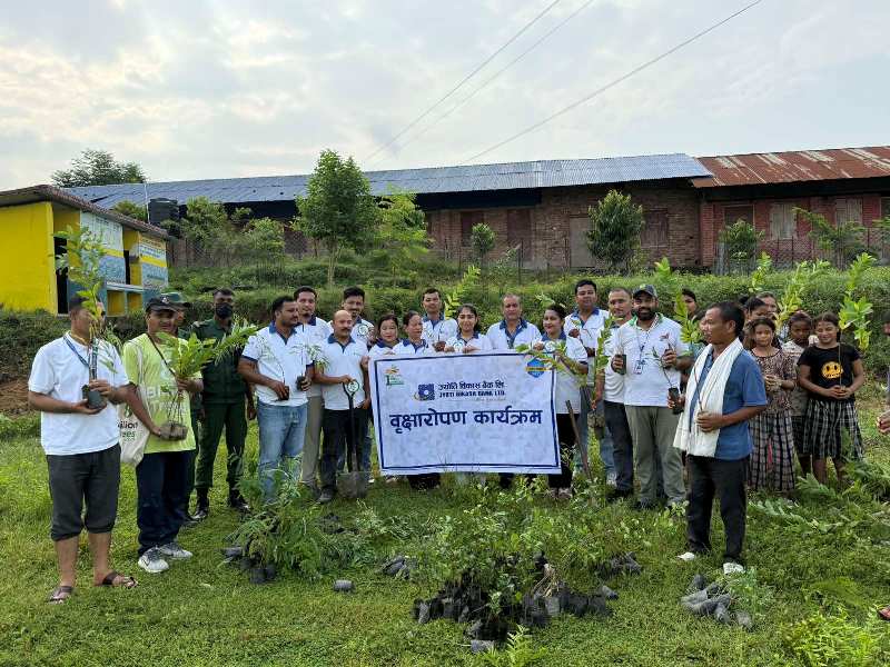 ज्योति विकास बैंकद्वारा १७०० वटा वृक्षारोपण