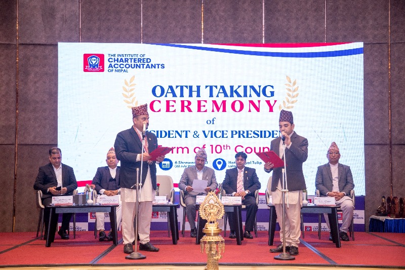 नेपाल चार्टर्ड एकाउन्टेन्ट्स संस्थाका नवनिर्वाचित अध्यक्ष तथा उपाध्यक्षले लिए शपथ